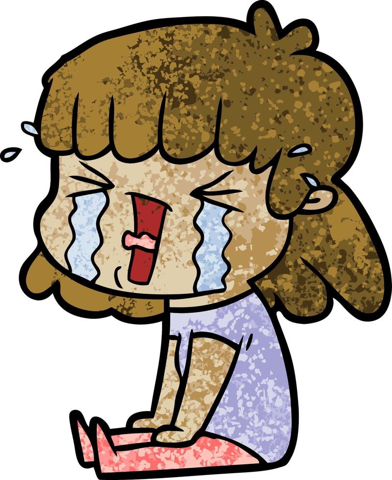 cartoon woman in tears vector