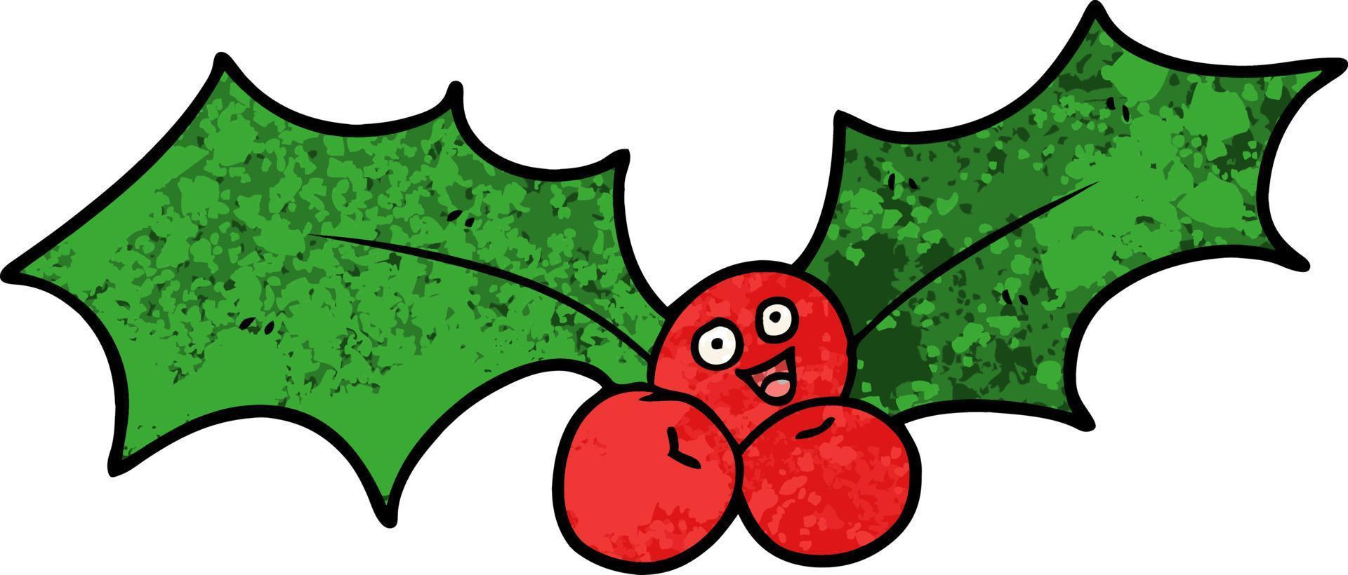 acebo de navidad de dibujos animados vector