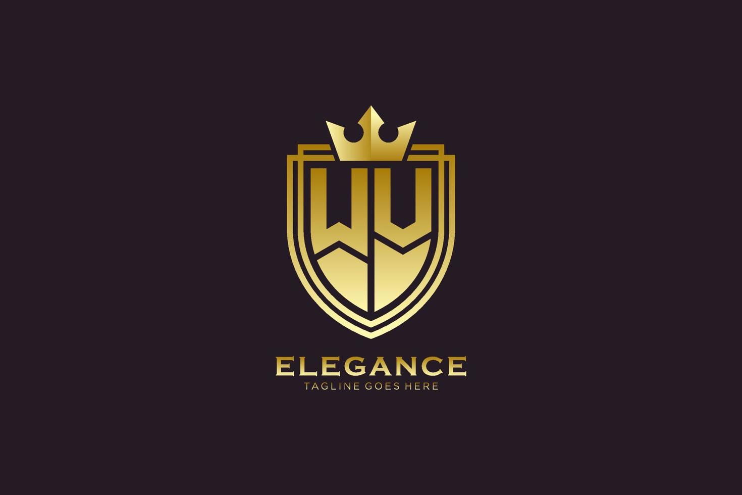 initial WV elegant luxury monogram logo or badge template with scrolls and royal crown - perfect for luxurious branding projects vector