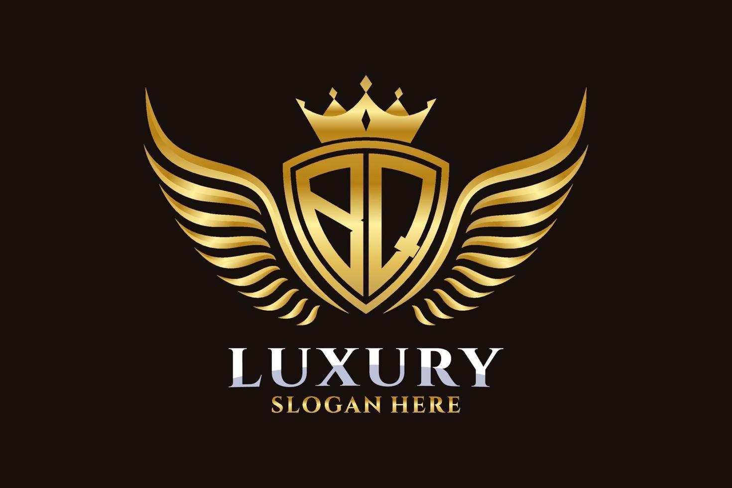 Luxury royal wing Letter BQ crest Gold color Logo vector, Victory logo, crest logo, wing logo, vector logo template.