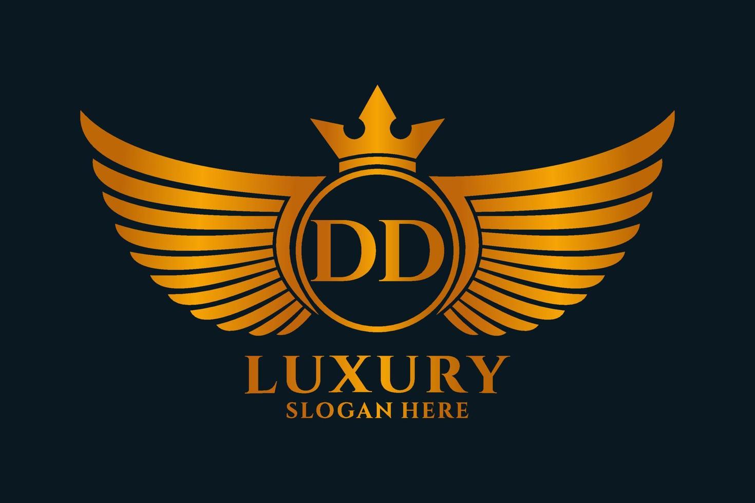Luxury royal wing Letter DD crest Gold color Logo vector, Victory logo, crest logo, wing logo, vector logo template.