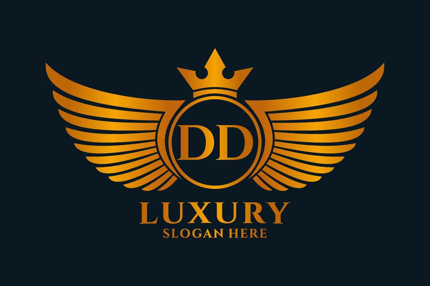 Luxury royal wing Letter DD crest Gold color Logo vector, Victory logo, crest logo, wing logo, vector logo template.