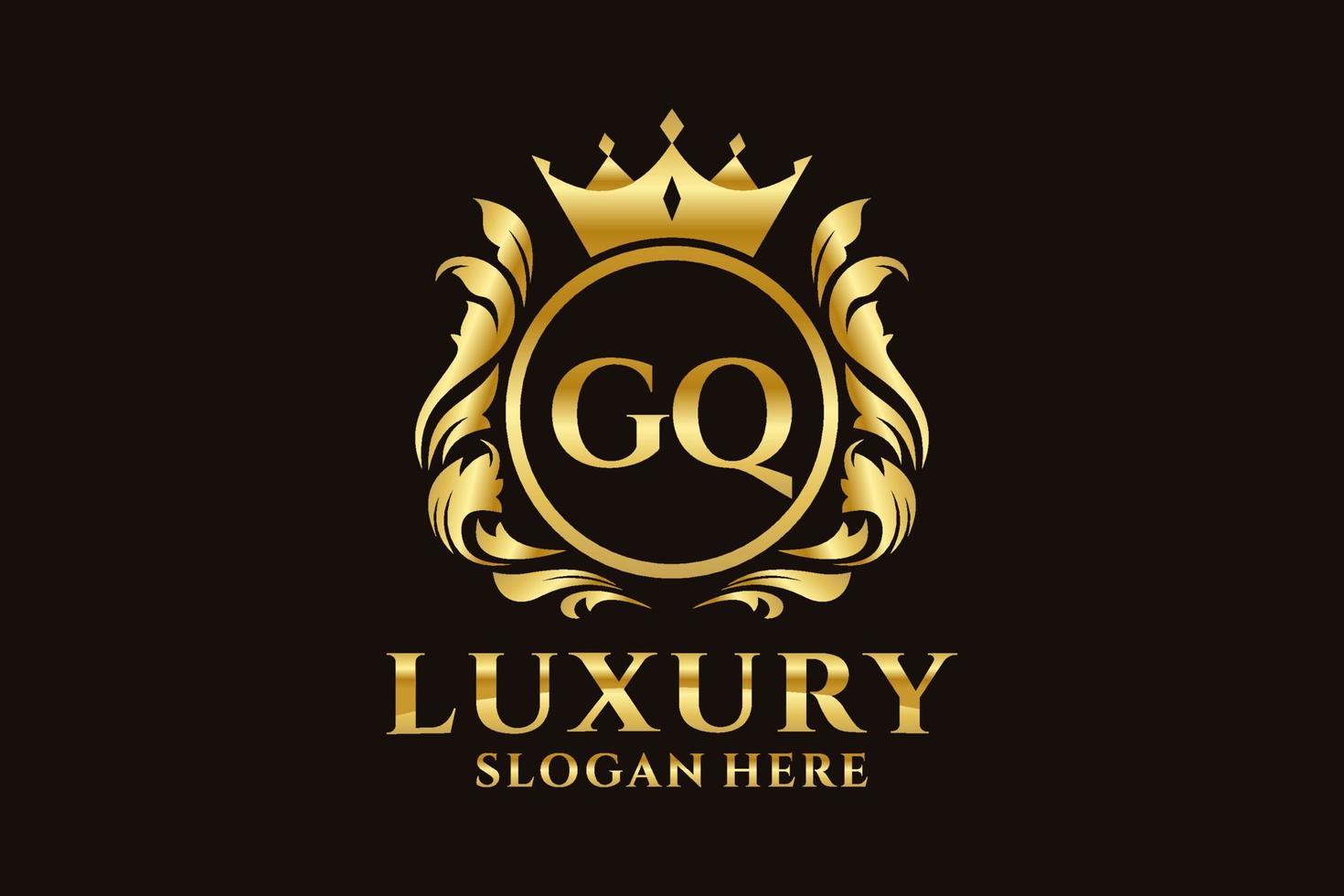 Initial GQ Letter Royal Luxury Logo template in vector art for luxurious branding projects and other vector illustration.