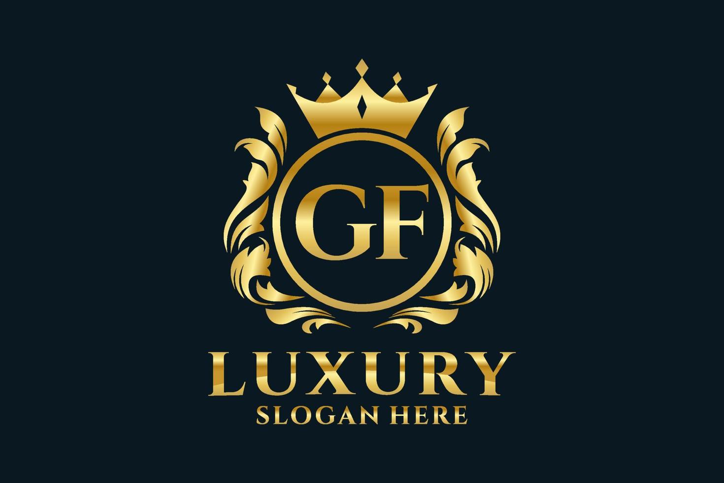Initial GF Letter Royal Luxury Logo template in vector art for luxurious branding projects and other vector illustration.