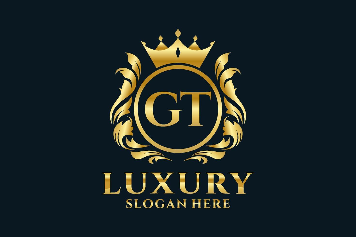 Initial GT Letter Royal Luxury Logo template in vector art for luxurious branding projects and other vector illustration.