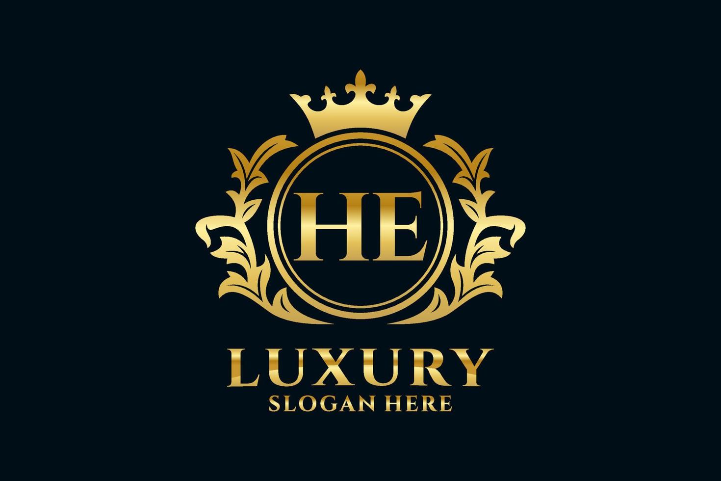 Initial HE Letter Royal Luxury Logo template in vector art for luxurious branding projects and other vector illustration.