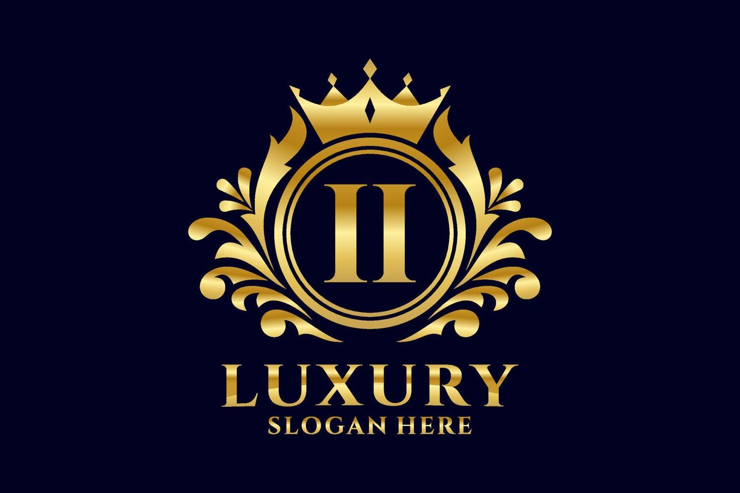 Initial II Letter Royal Luxury Logo template in vector art for luxurious branding projects and other vector illustration.