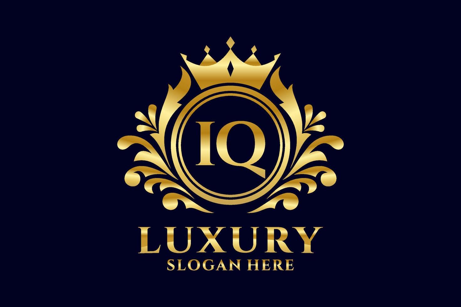 Initial IQ Letter Royal Luxury Logo template in vector art for luxurious branding projects and other vector illustration.