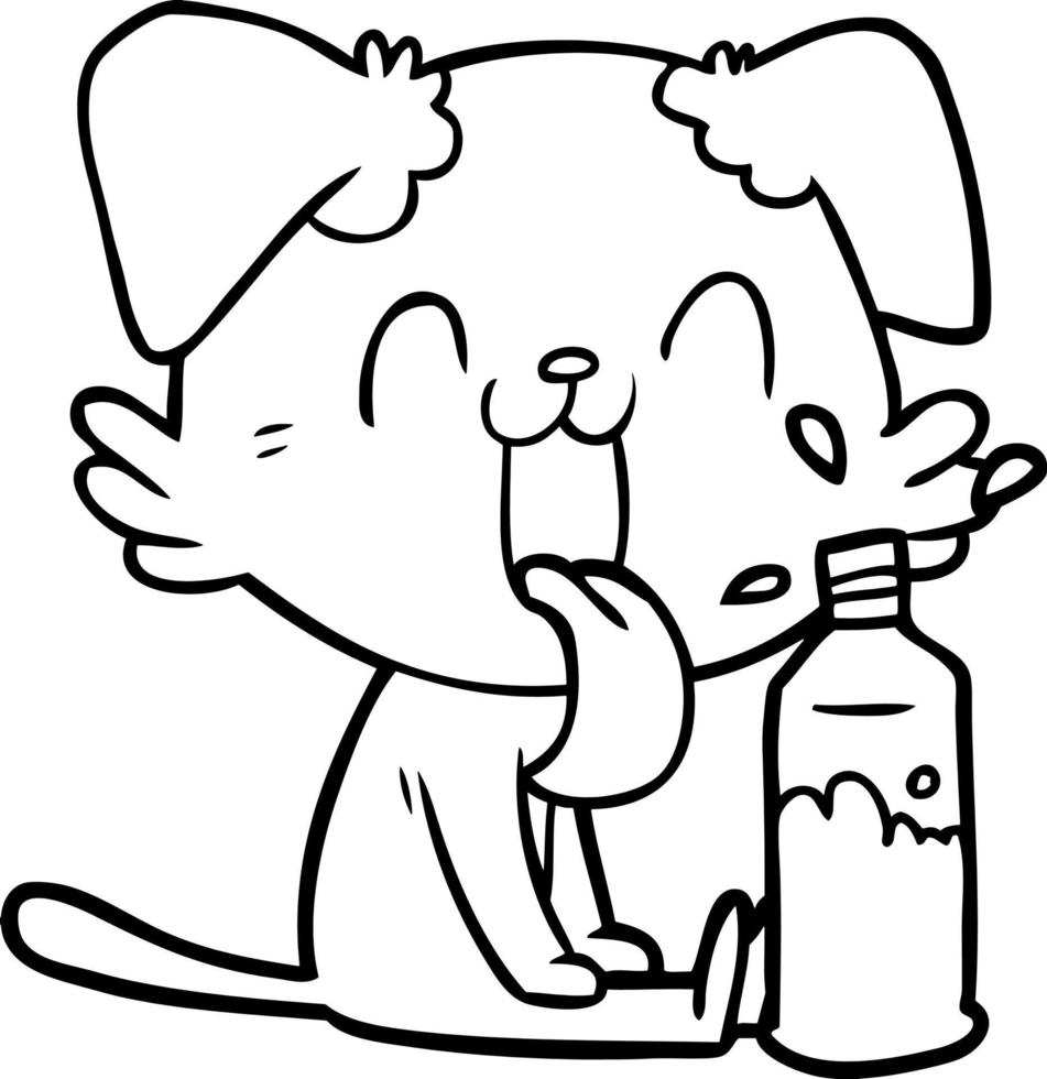 cartoon panting dog with water vector