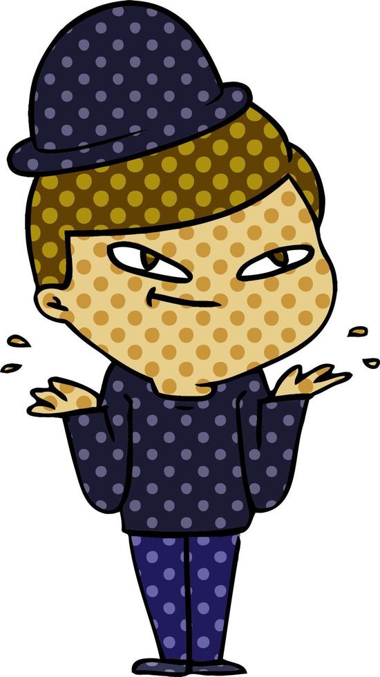 cartoon boy in bowler hat vector