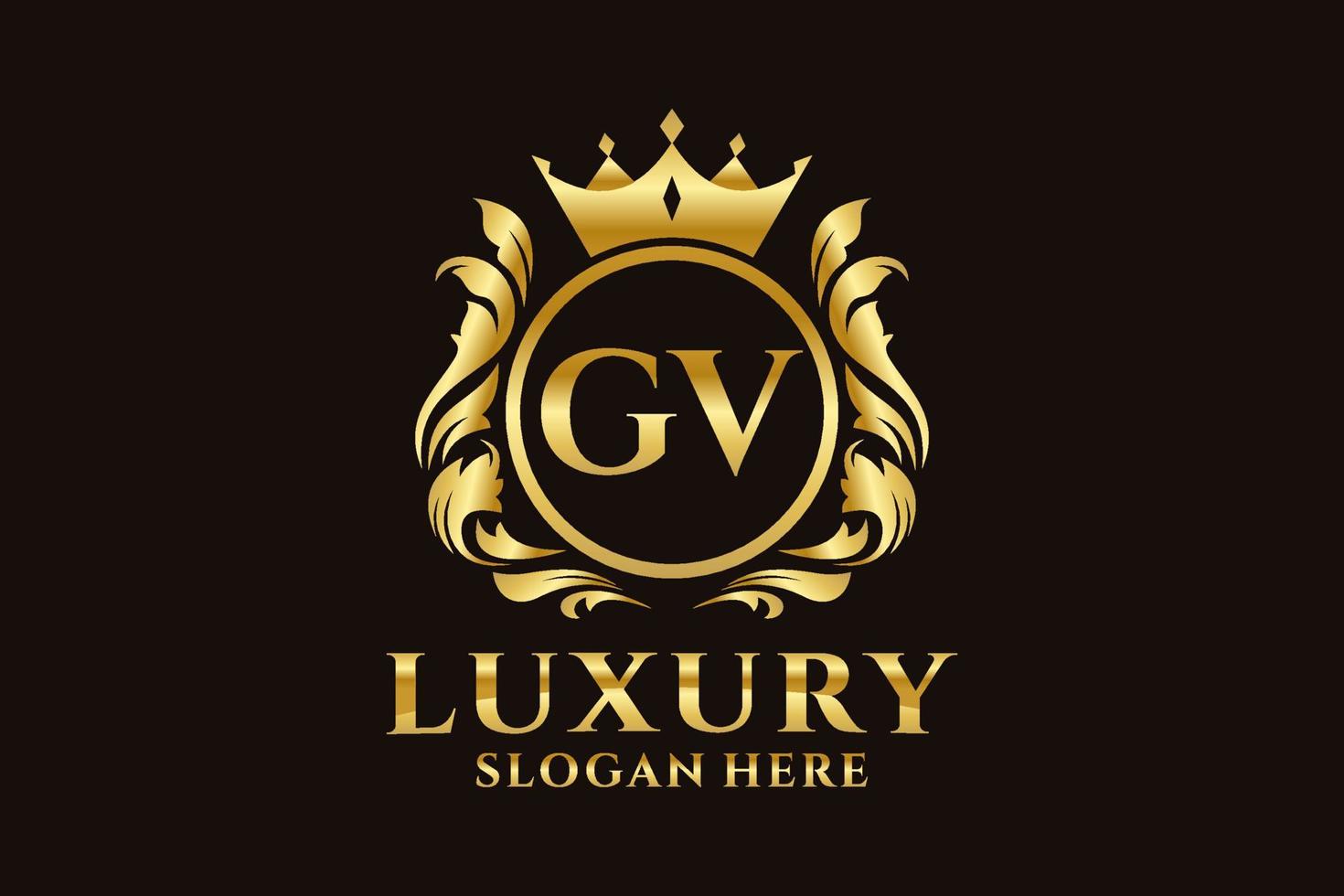 Initial GV Letter Royal Luxury Logo template in vector art for luxurious branding projects and other vector illustration.