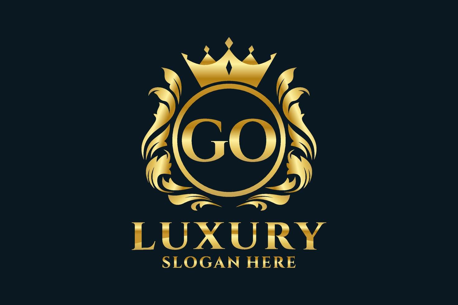 Initial GO Letter Royal Luxury Logo template in vector art for luxurious branding projects and other vector illustration.