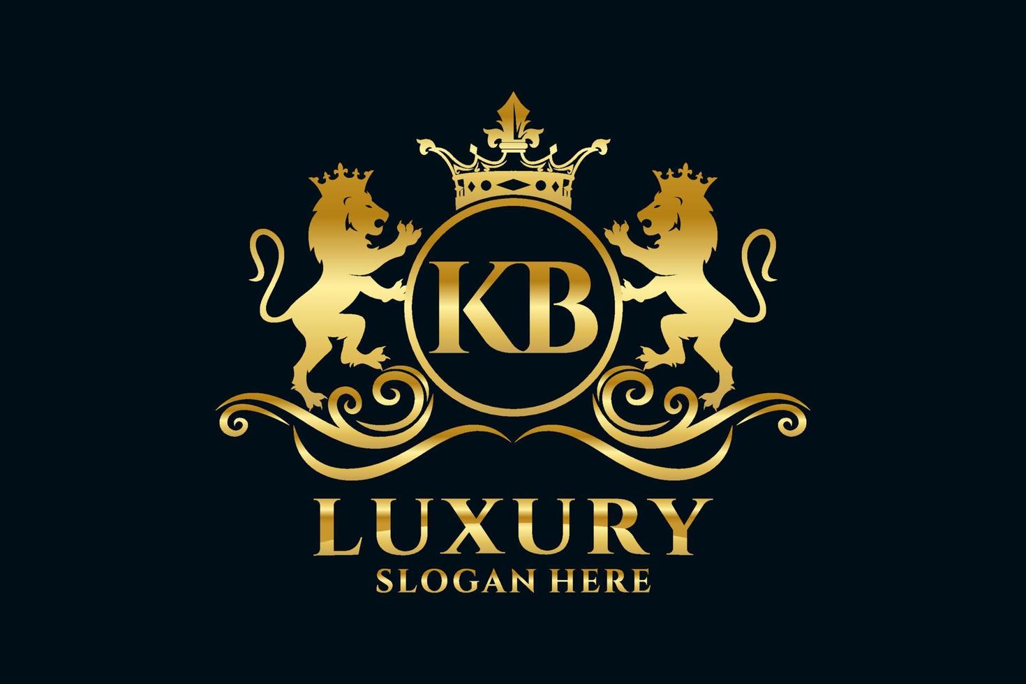 Initial KB Letter Lion Royal Luxury Logo template in vector art for luxurious branding projects and other vector illustration.