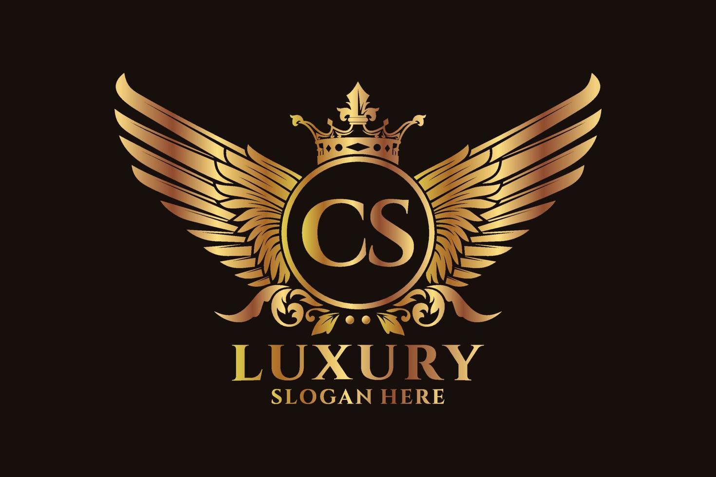 Luxury royal wing Letter CS crest Gold color Logo vector, Victory logo, crest logo, wing logo, vector logo template.