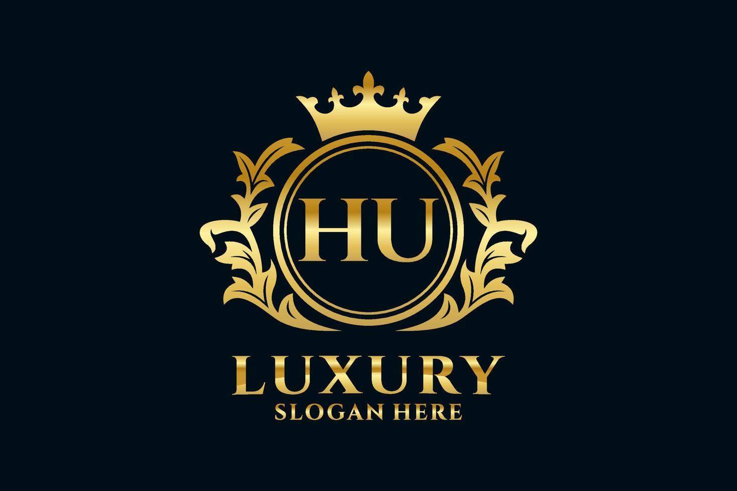 plantilla de logotipo de lujo real con letra hu inicial en arte vectorial para proyectos de marca de lujo y otras ilustraciones vectoriales. vector