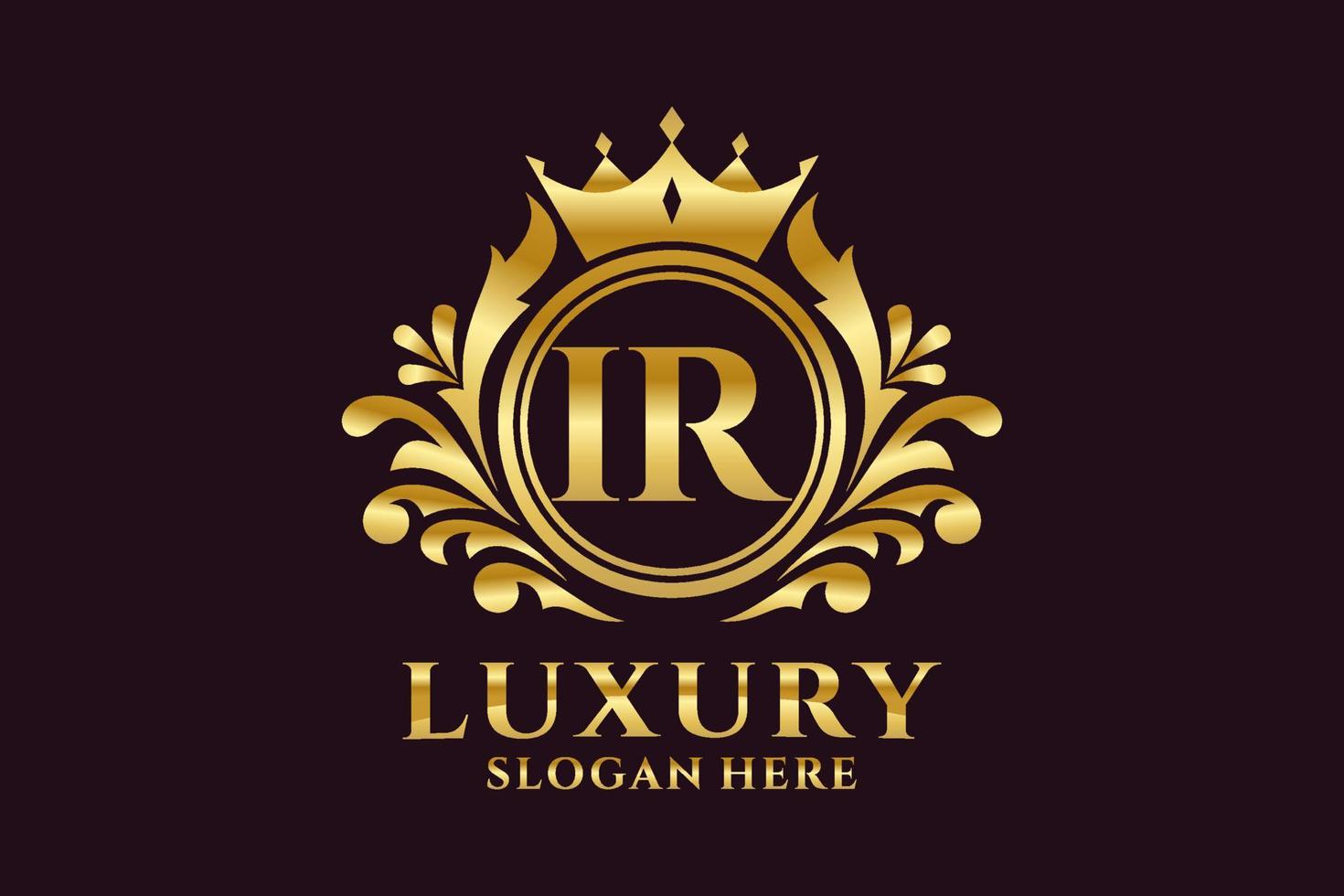 Initial IR Letter Royal Luxury Logo template in vector art for luxurious branding projects and other vector illustration.