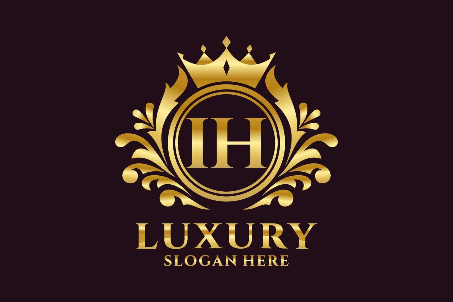 Initial IH Letter Royal Luxury Logo template in vector art for luxurious branding projects and other vector illustration.