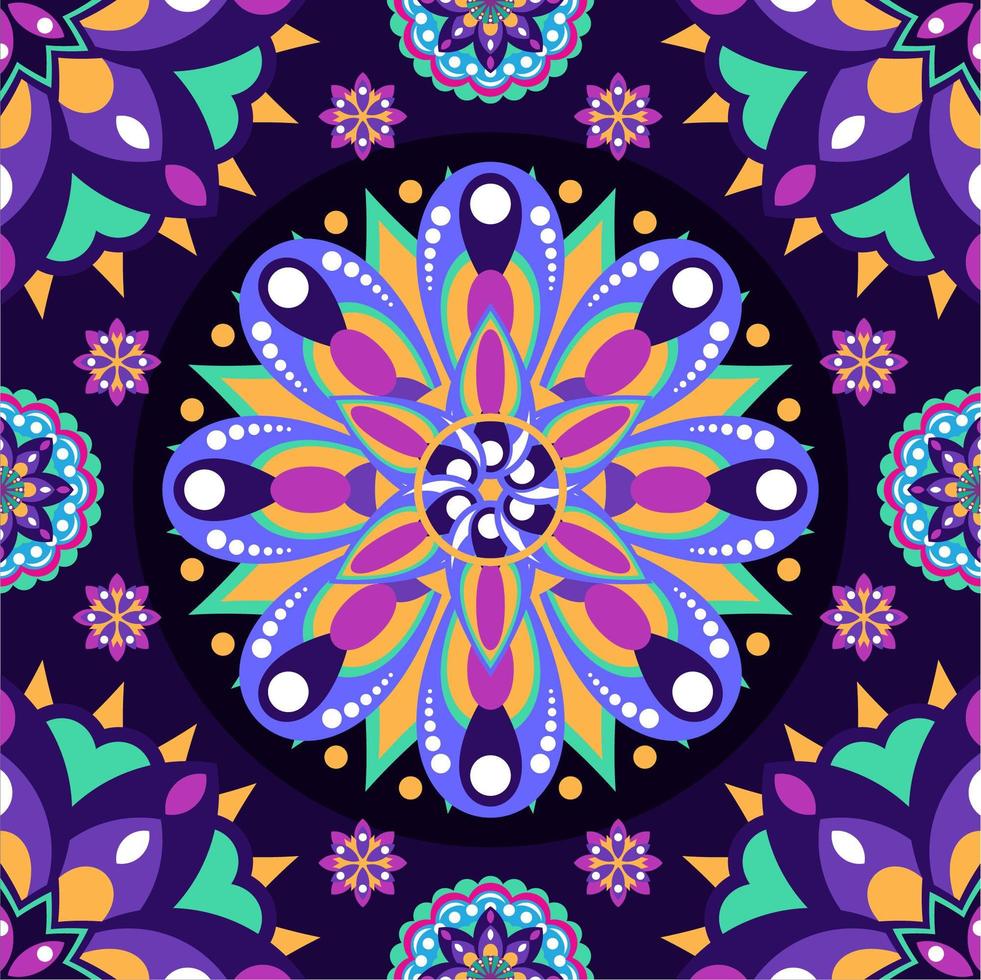 Colorful Rangoli Flowers Seamless Pattern Background photo