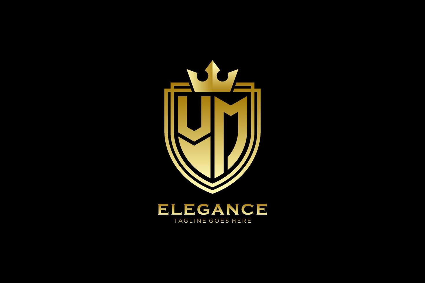 initial VM elegant luxury monogram logo or badge template with scrolls and royal crown - perfect for luxurious branding projects vector