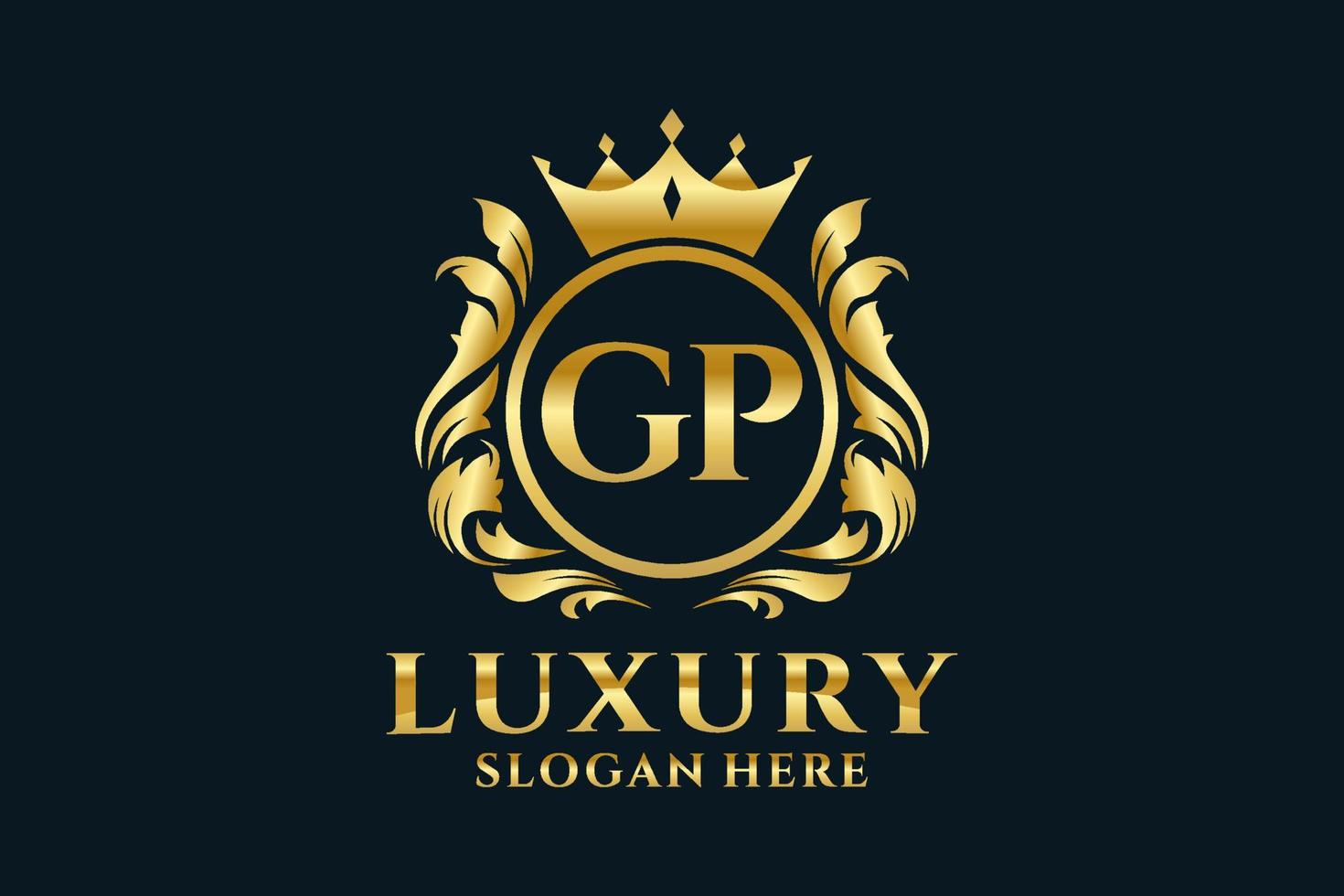 Initial GP Letter Royal Luxury Logo template in vector art for luxurious branding projects and other vector illustration.