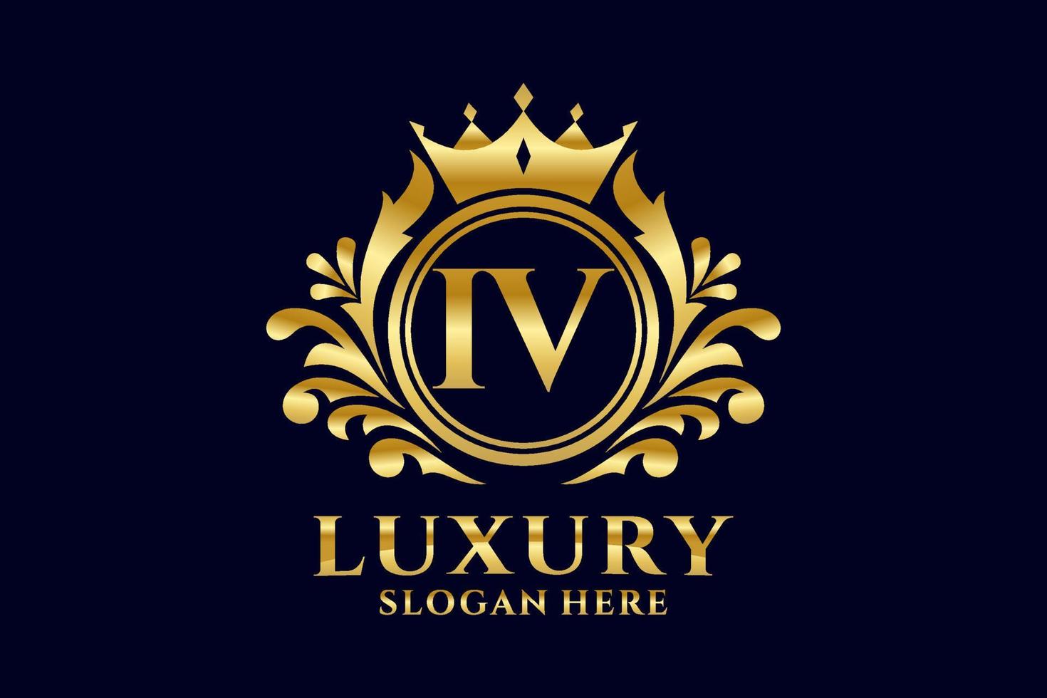 Initial IV Letter Royal Luxury Logo template in vector art for luxurious branding projects and other vector illustration.