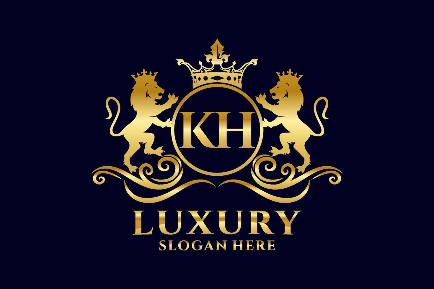 plantilla de logotipo de lujo real de león de letra kh inicial en arte vectorial para proyectos de marca de lujo y otras ilustraciones vectoriales. vector