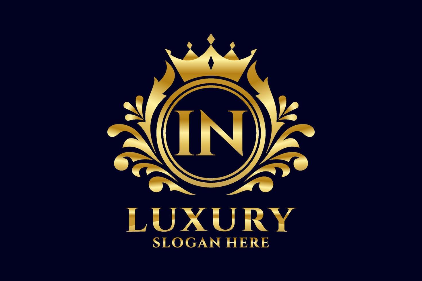 Initial IN Letter Royal Luxury Logo template in vector art for luxurious branding projects and other vector illustration.