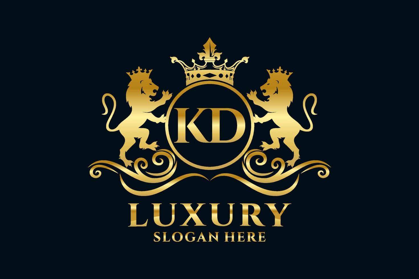 Initial KD Letter Lion Royal Luxury Logo template in vector art for luxurious branding projects and other vector illustration.