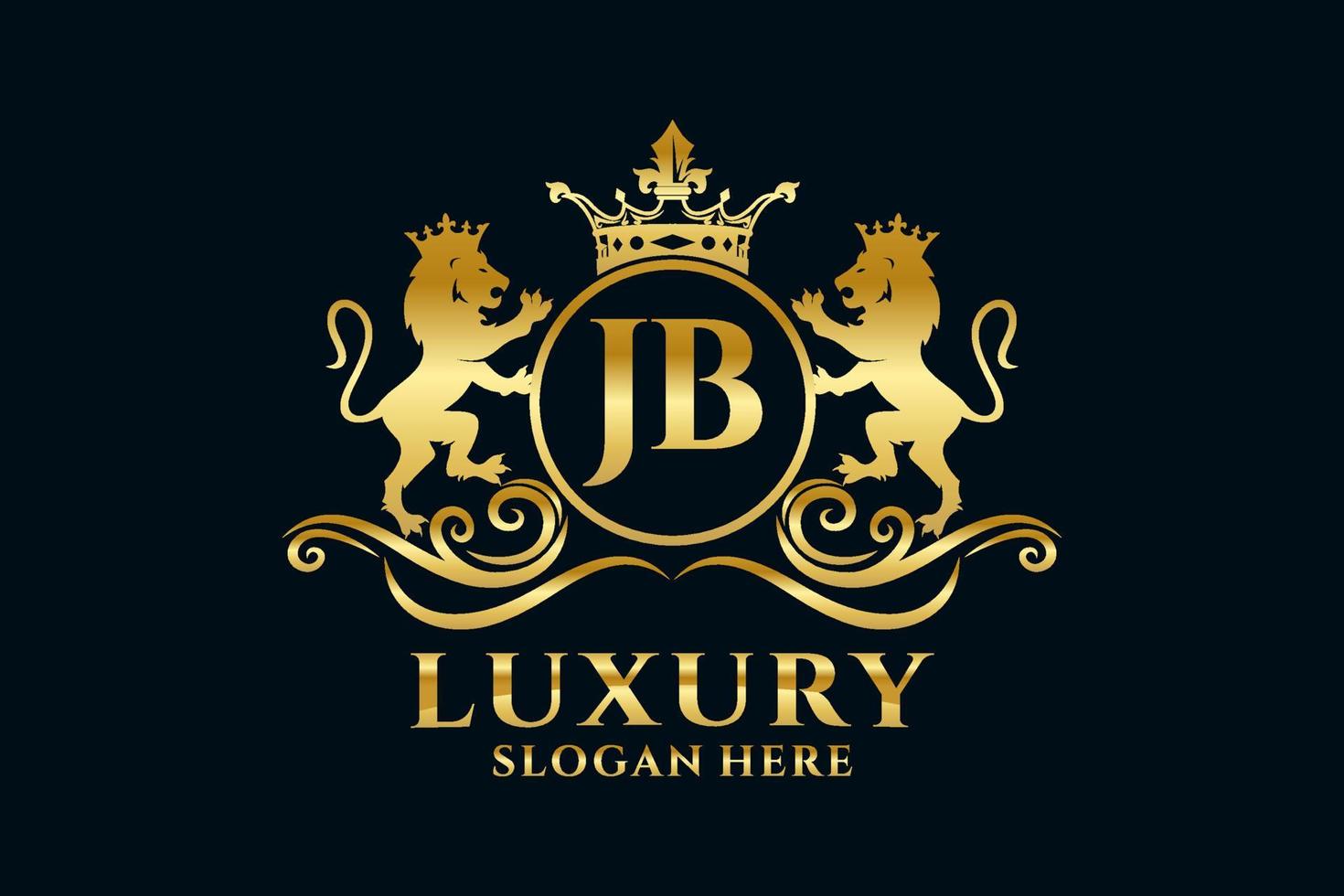 plantilla de logotipo de lujo real de león de letra jb inicial en arte vectorial para proyectos de marca de lujo y otras ilustraciones vectoriales. vector
