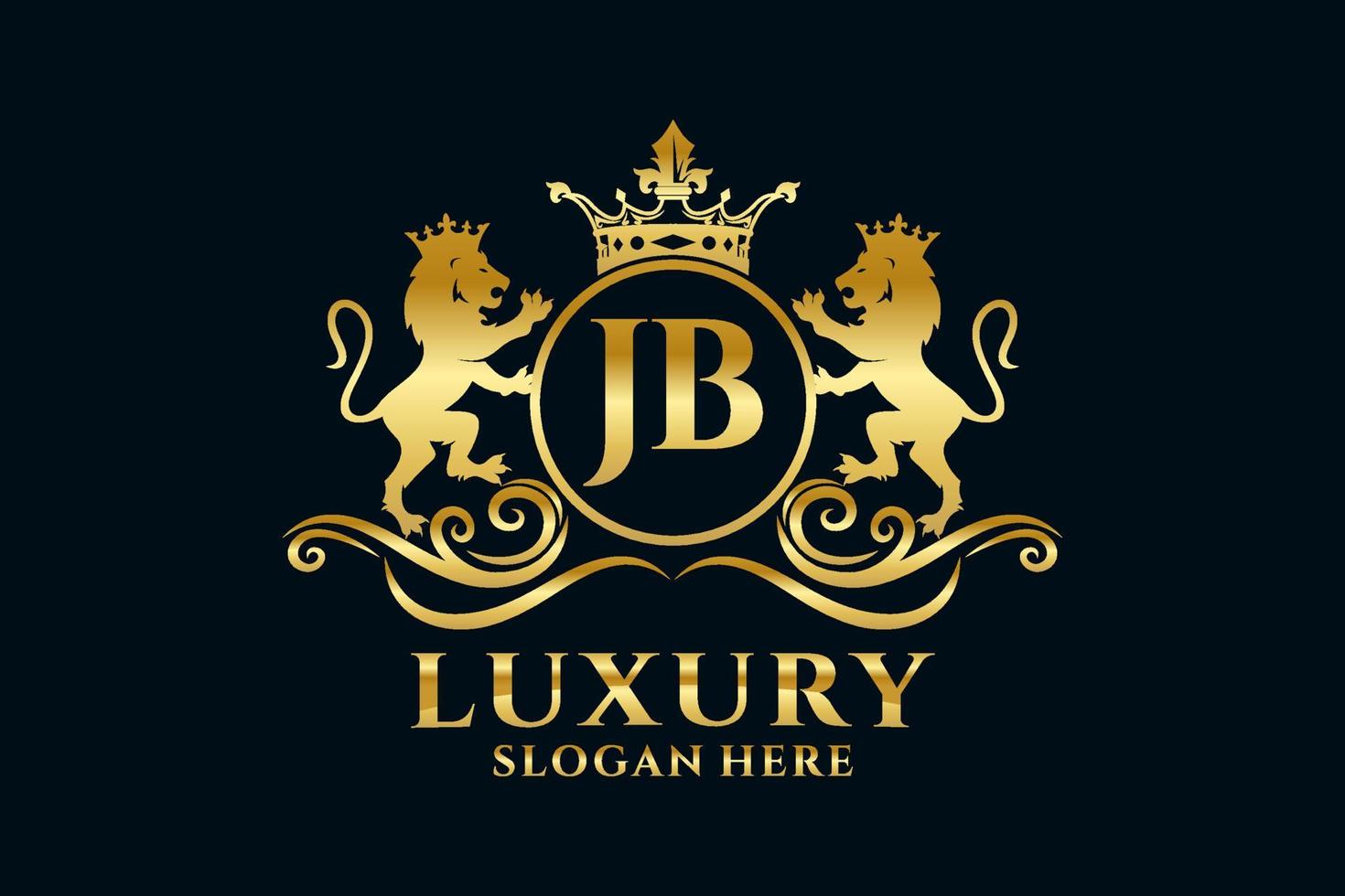 Initial JB Letter Lion Royal Luxury Logo template in vector art for luxurious branding projects and other vector illustration.
