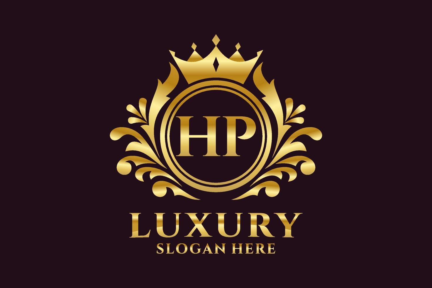 Initial HP Letter Royal Luxury Logo template in vector art for luxurious branding projects and other vector illustration.