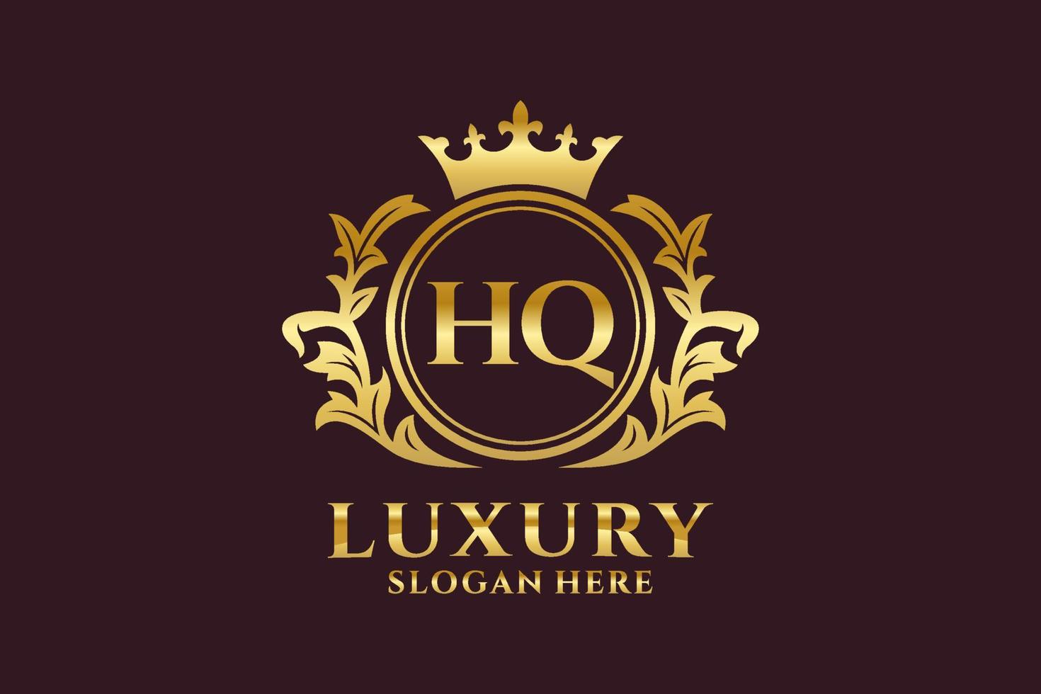 Initial HQ Letter Royal Luxury Logo template in vector art for luxurious branding projects and other vector illustration.