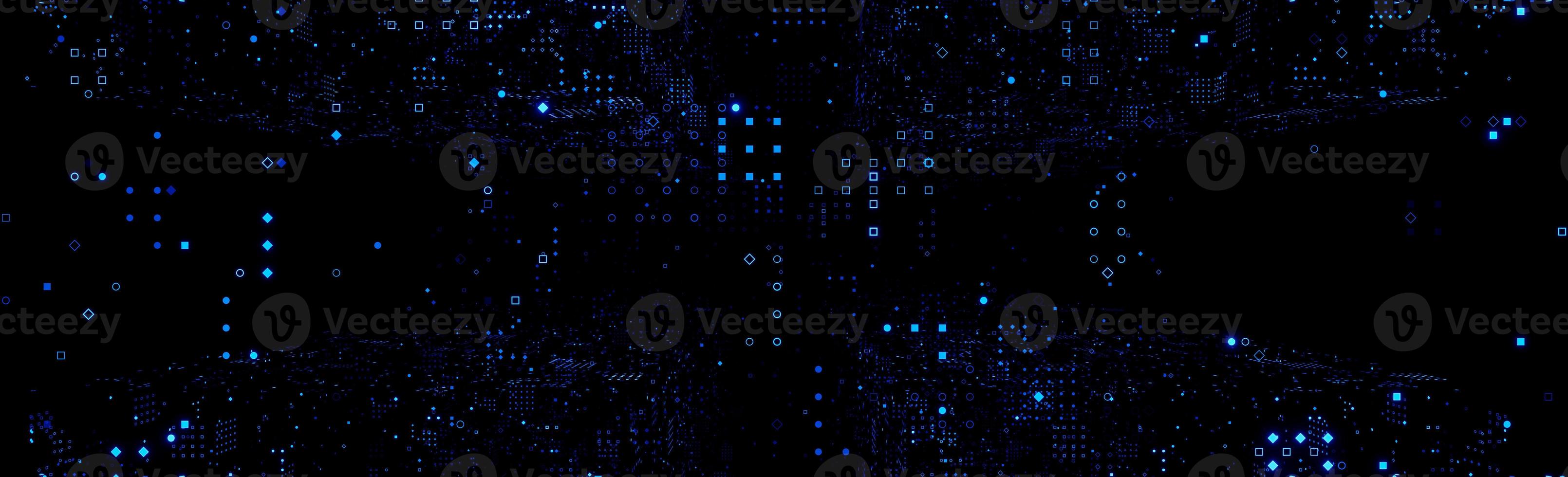 Abstract Blue lights glowing symbols Effect.Futuristic big data information.,3D model and illustration. photo