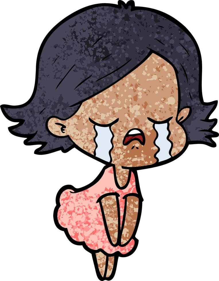 cartoon girl crying vector