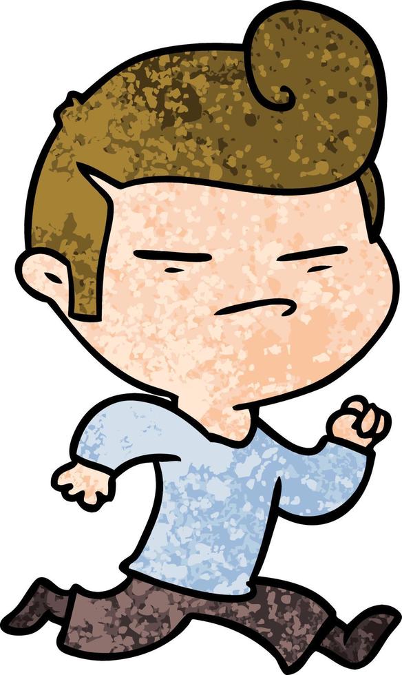 cartoon cool guy with fashion hair cut vector