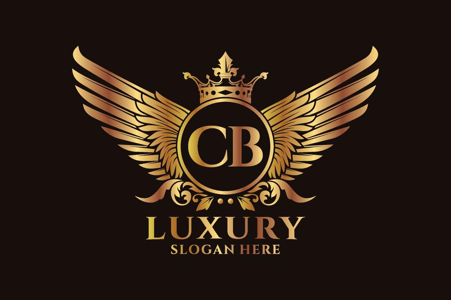 Luxury royal wing Letter CB crest Gold color Logo vector, Victory logo, crest logo, wing logo, vector logo template.