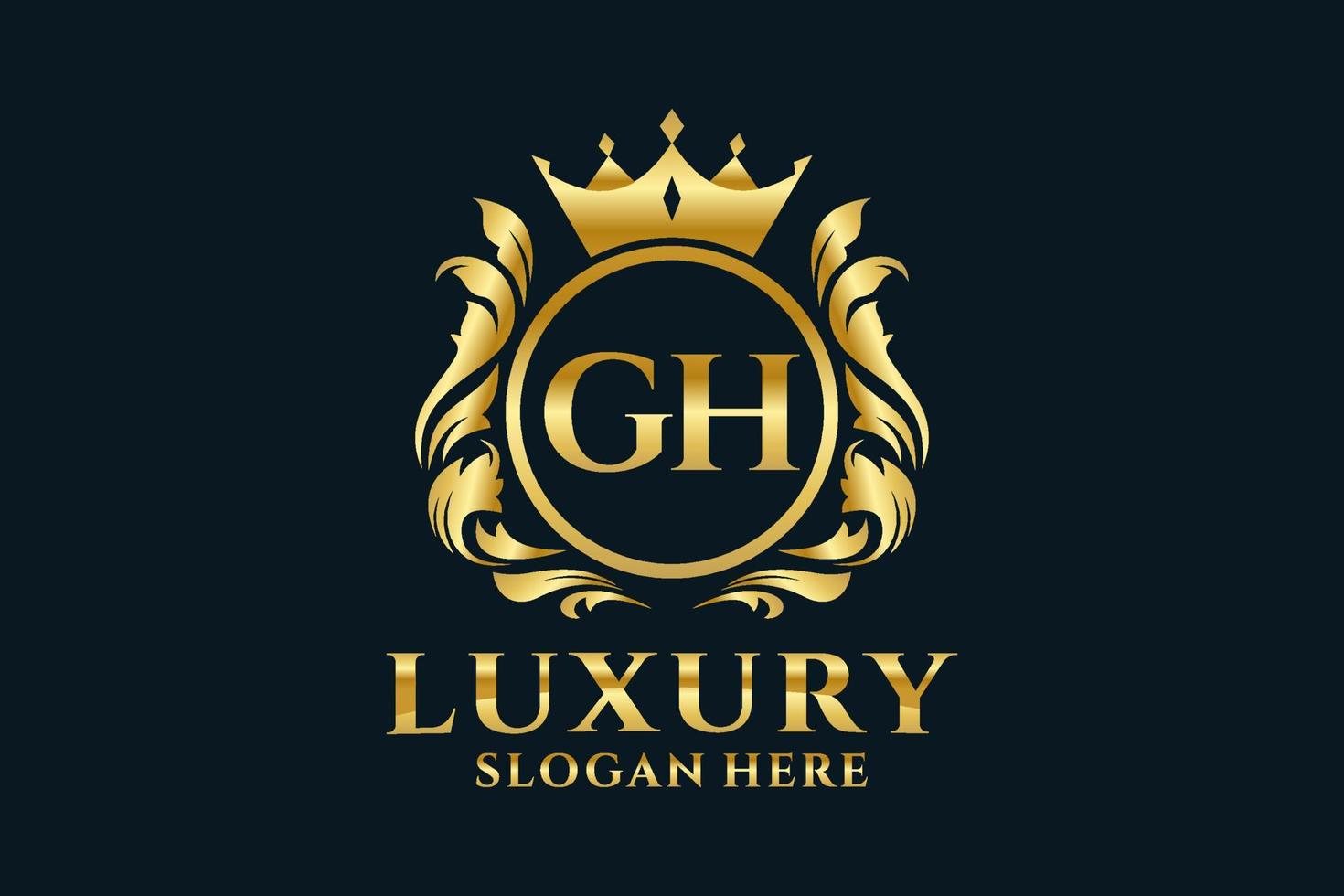 Initial GH Letter Royal Luxury Logo template in vector art for luxurious branding projects and other vector illustration.