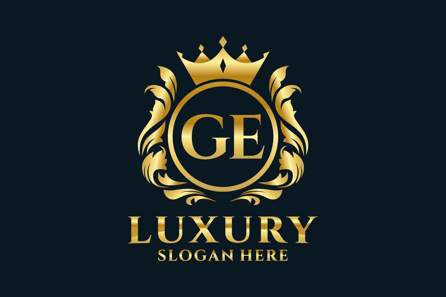 Initial GE Letter Royal Luxury Logo template in vector art for luxurious branding projects and other vector illustration.