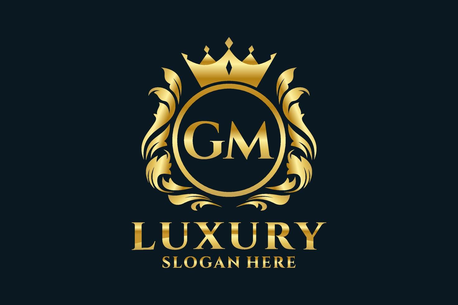 Initial GM Letter Royal Luxury Logo template in vector art for luxurious branding projects and other vector illustration.