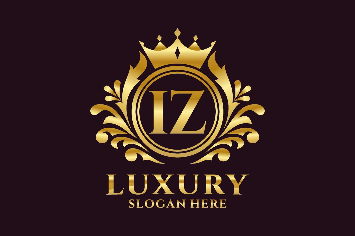 Initial IZ Letter Royal Luxury Logo template in vector art for luxurious branding projects and other vector illustration.
