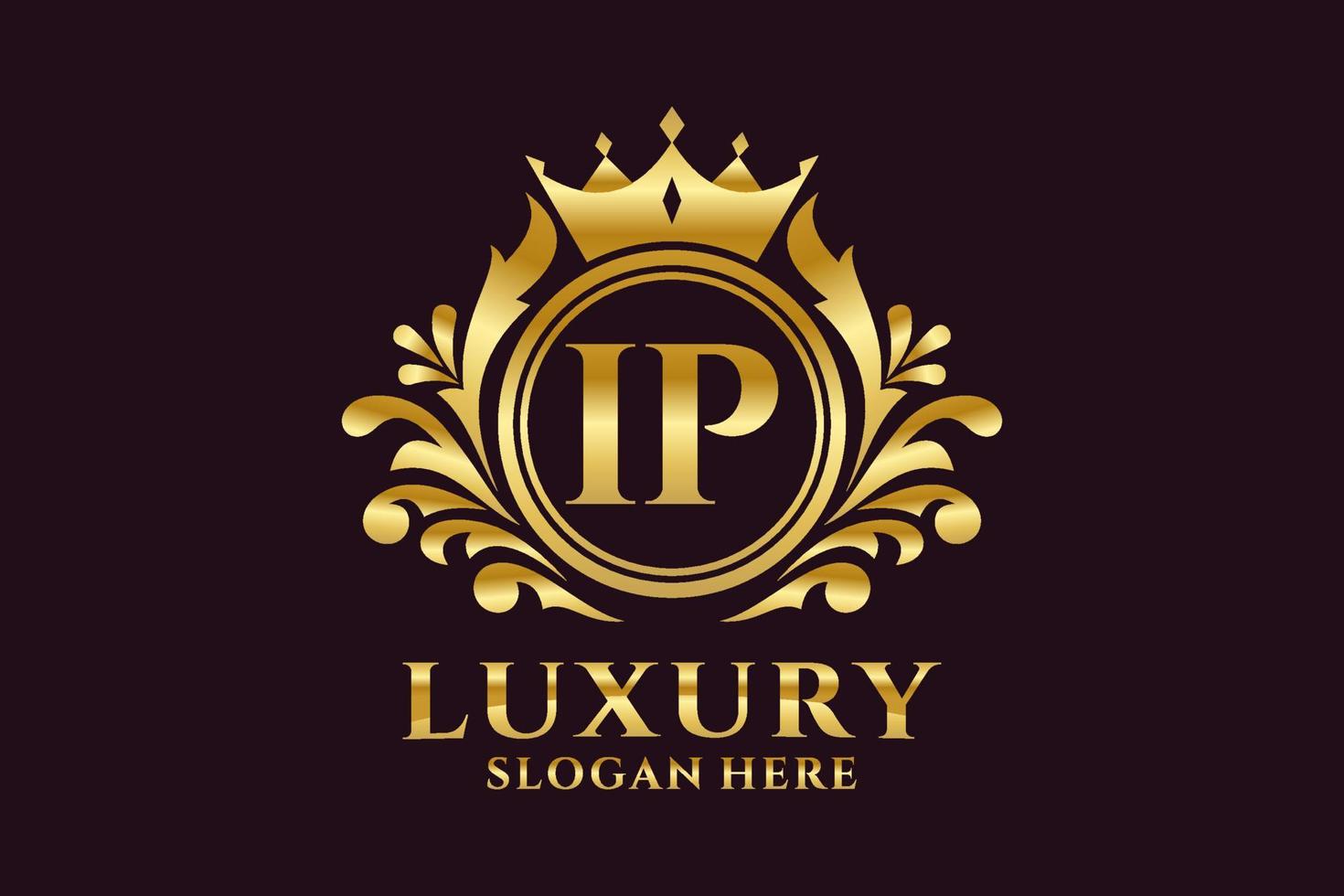 Initial IP Letter Royal Luxury Logo template in vector art for luxurious branding projects and other vector illustration.