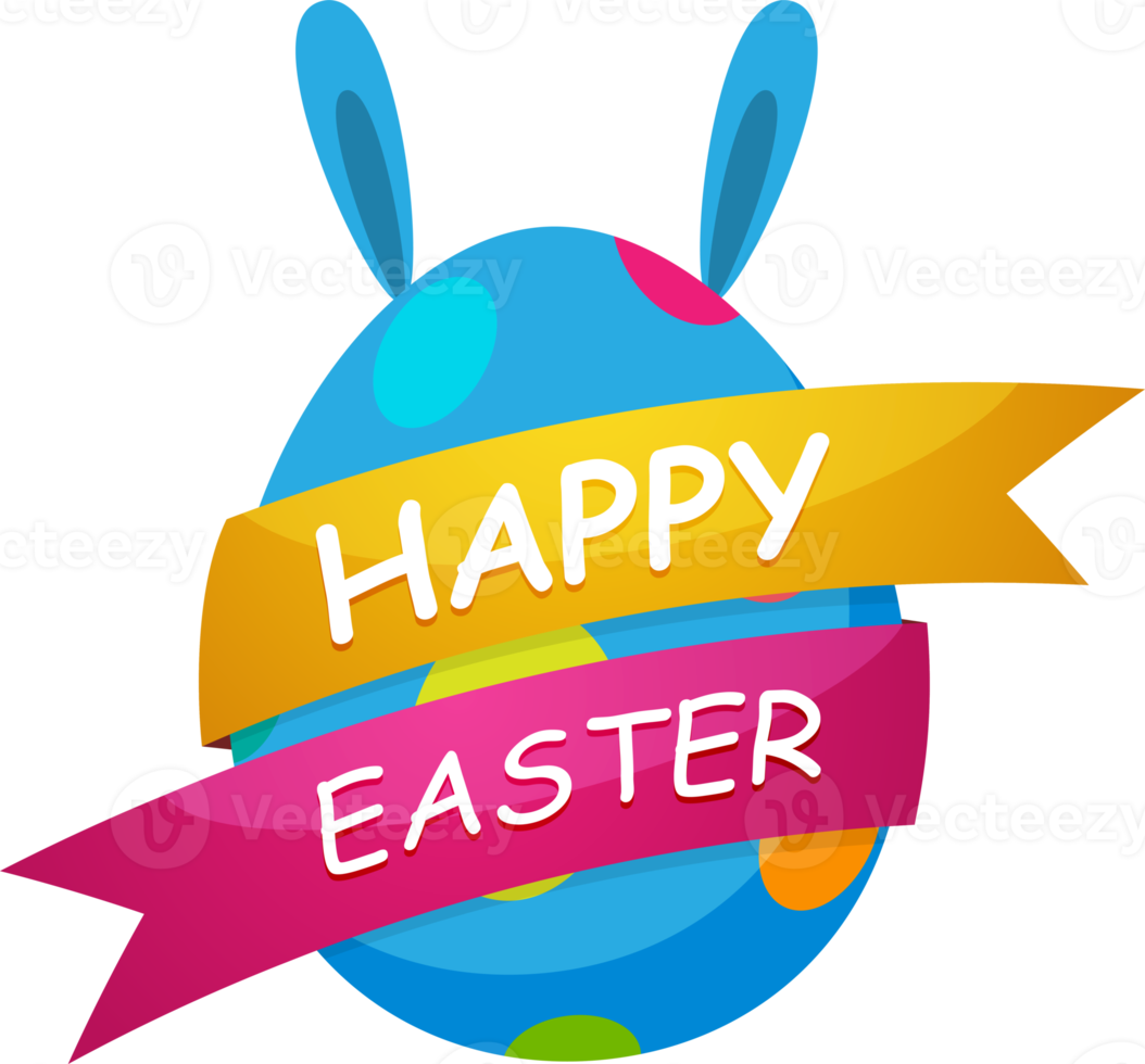 Happy Easter with eggs elemen png