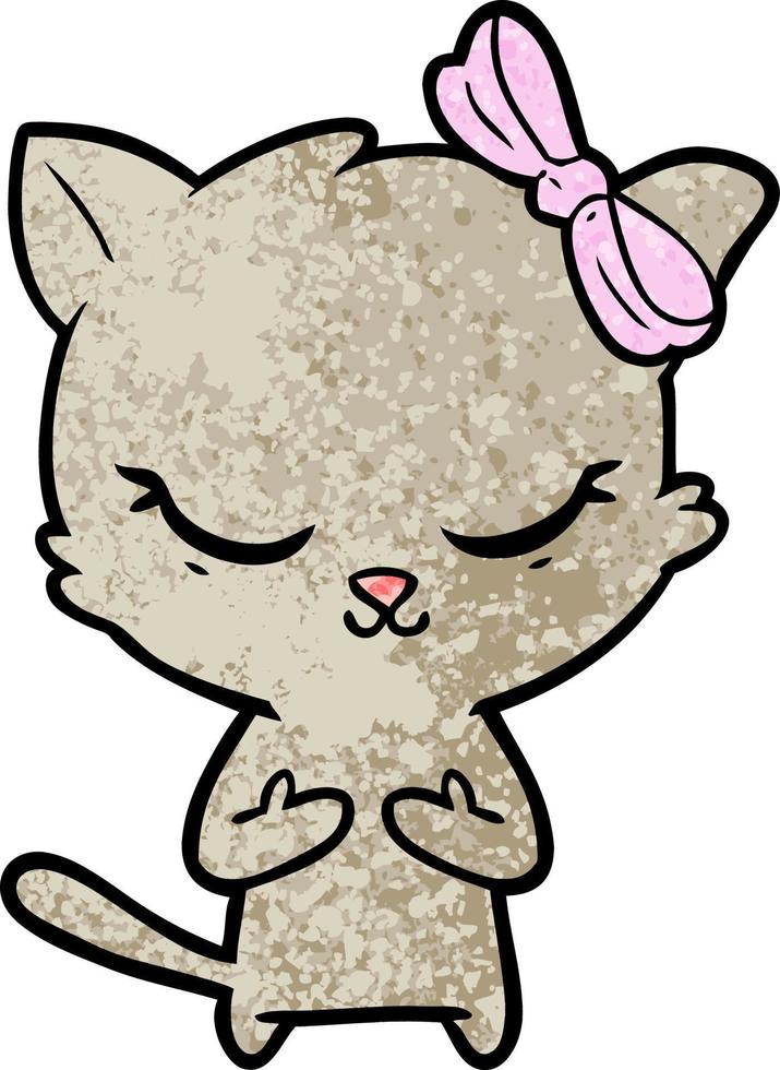 cute cartoon cat with bow vector