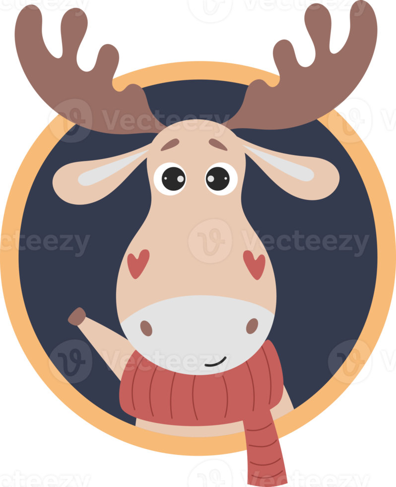 Portrait of cute deer in scarf png