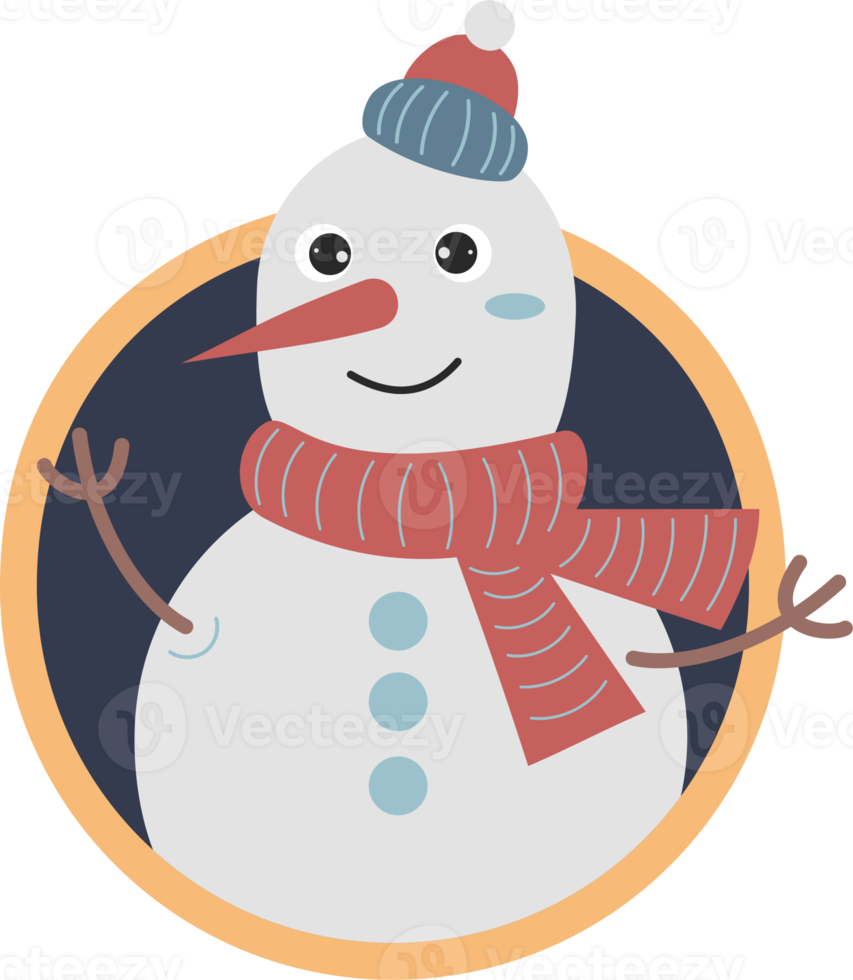 Cute snowman in knitted clothes png