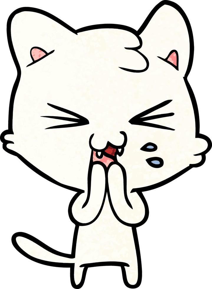cartoon cat hissing vector