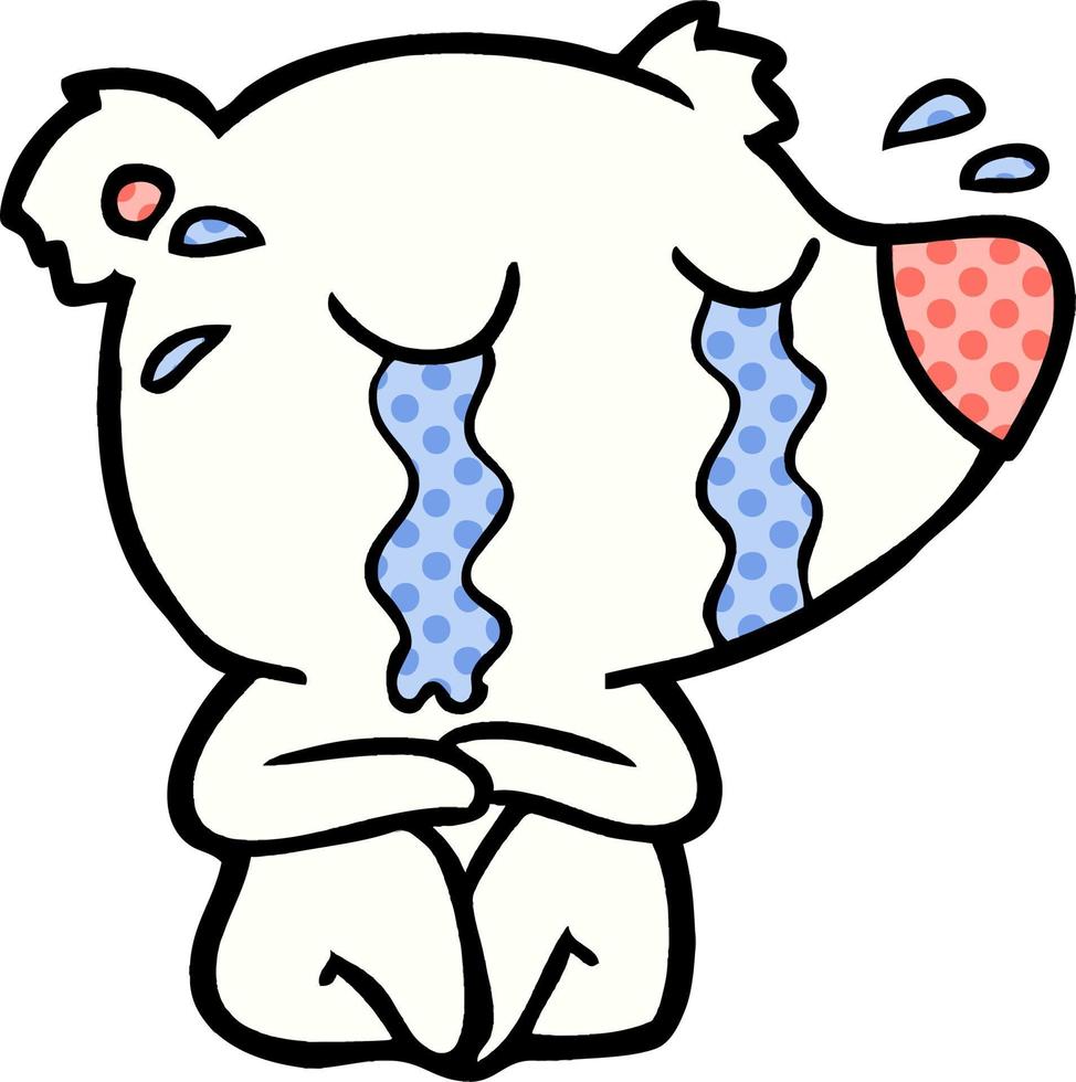 sad little polar bear cartoon vector