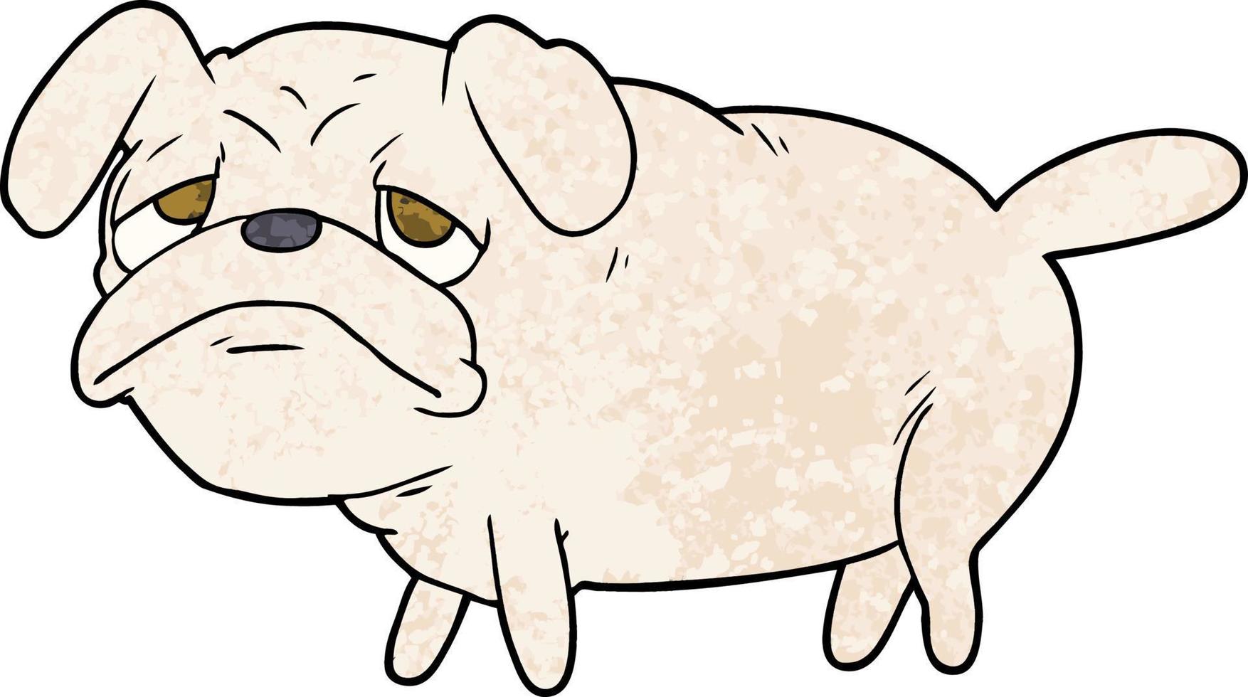 perro pug infeliz de dibujos animados vector