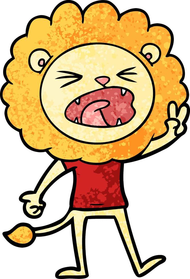 cartoon lion giving peac sign vector