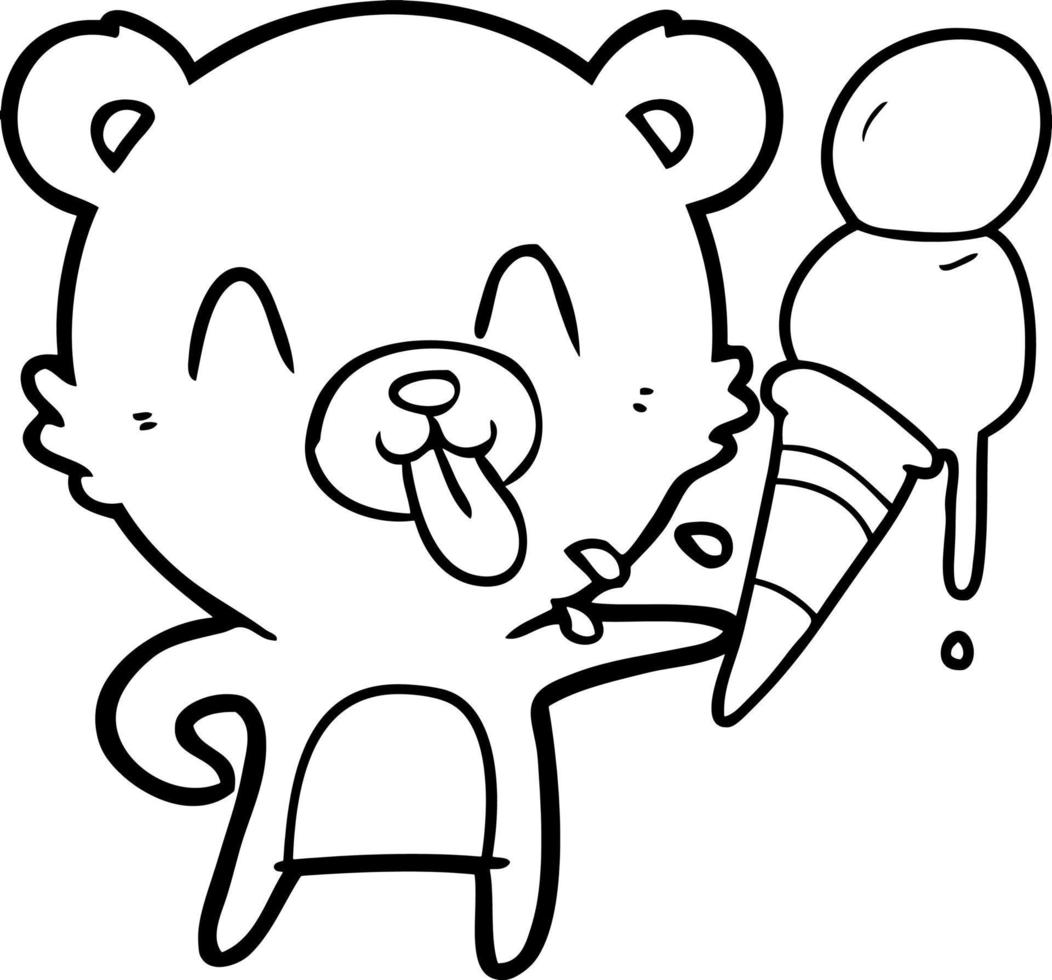 cartoon bear with ice cream vector